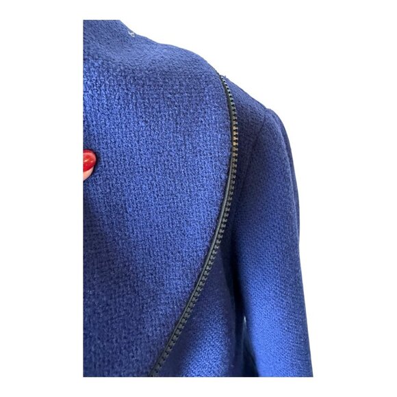 Lafayette 148 Jacket Women 6 Royal Blue Zipper Front Wool Blend Coat Luxury‎ - Picture 5 of 11